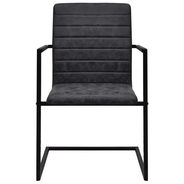 vidaXL Dining Chair Set of 2 Black PU leather, Steel Medium Sleek