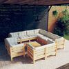 vidaXL Garden Lounge Set Cream Solid Pinewood, Polyester Medium Modular