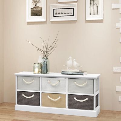 vidaXL Storage Bench 6 Drawers Wood