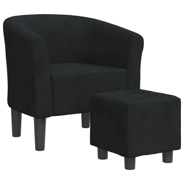vidaXL Tub Chair Black Velvet (100% polyester), pinewood, plywood, plastic