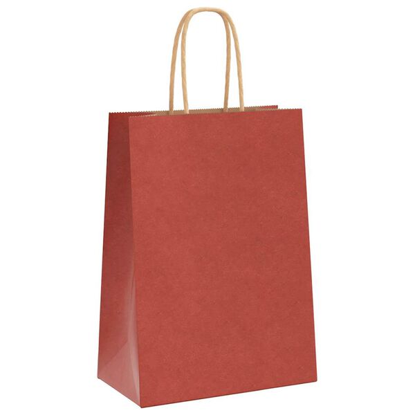 vidaXL Paper Bags 50 pcs with Handles Red 15x8x21 cm
