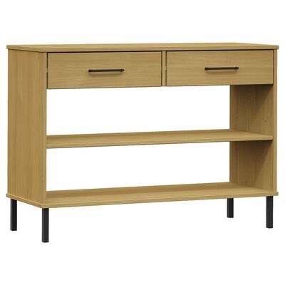 vidaXL Console Cabinet with Metal Legs Brown Solid Wood Pine OSLO