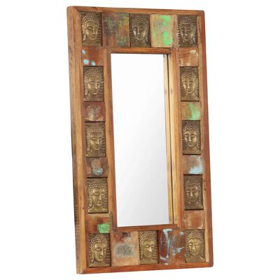 vidaXL Mirror with Buddha Cladding 19.7"x31.5" Solid Reclaimed Wood
