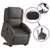 vidaXL Electric Stand Up Massage Recliner Chair Gray Real Leather Standard