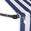 vidaXL Retractable Awning Blue and White Polyester with PU Coating, Steel