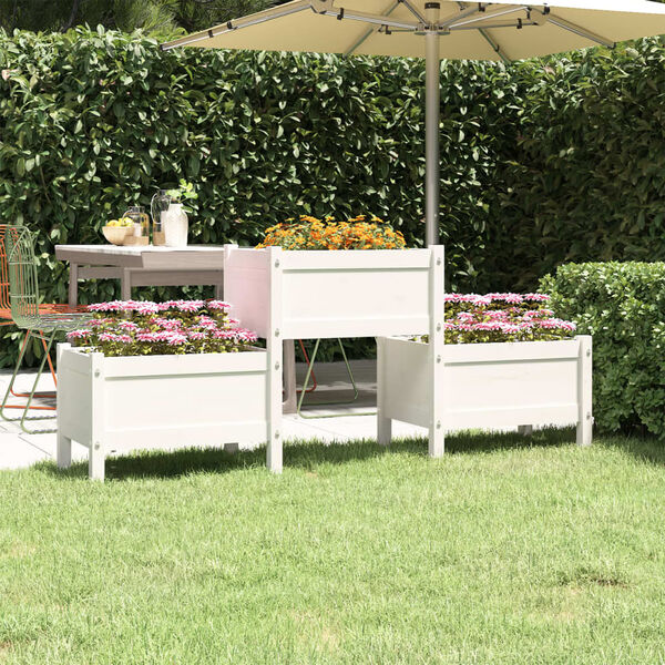 vidaXL Planter White Solid Pine Wood Extra Large Durable Planter