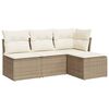 vidaXL Garden Sofa Set Beige and Cream White PE Rattan 4-Piece Set