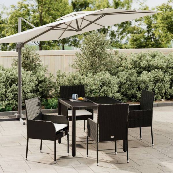vidaXL Garden Dining Set Black, Cream White