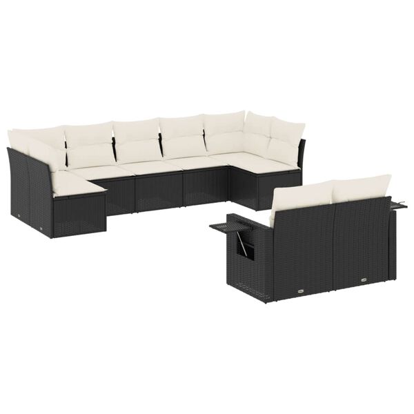 vidaXL Patio Sofa Set Black, Cream White