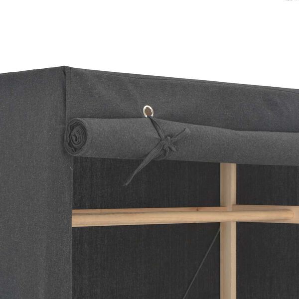 vidaXL Wardrobe Gray 60% Cotton, 40% Polyester Fabric, Solid Fir Wood