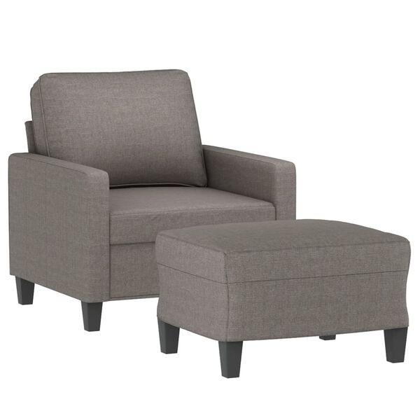 vidaXL Sofa Chair with Footstool Taupe 23.6" Fabric