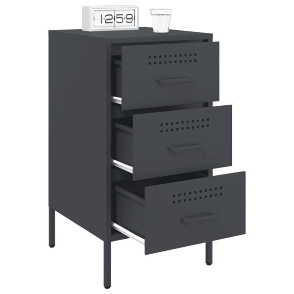 vidaXL Bedside Cabinet Set of 2 Anthracite Cold-rolled steel Medium