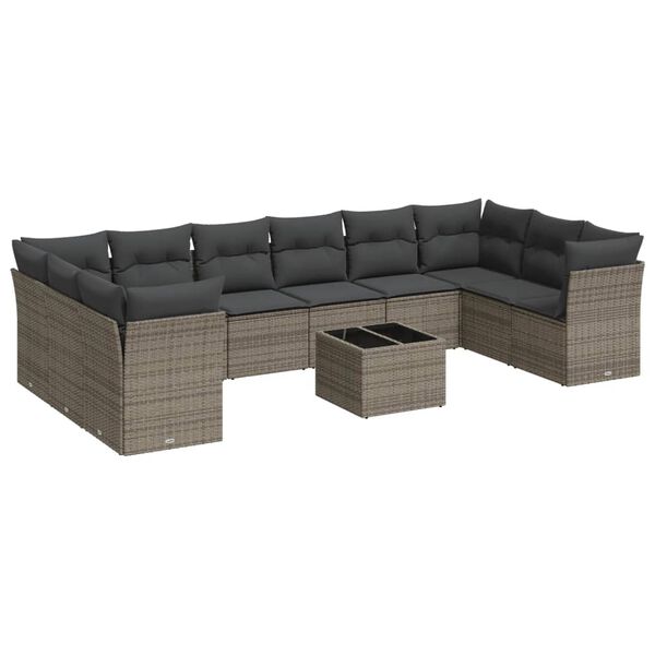 vidaXL Garden Sofa Set Grey, Dark Grey