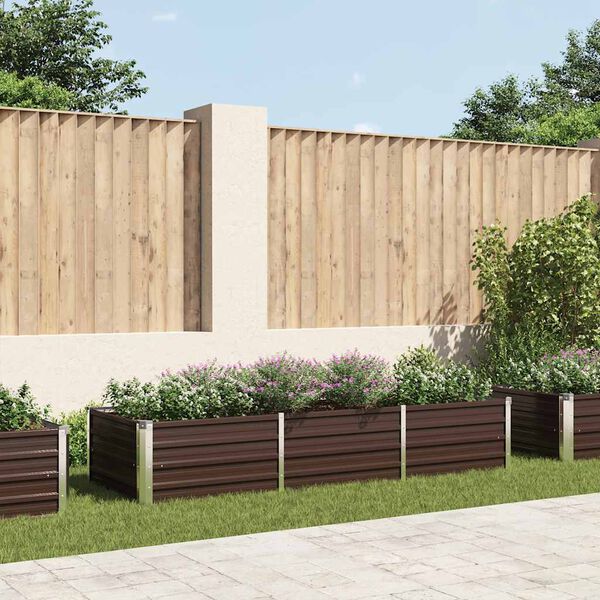 vidaXL Raised Bed Brown Galvanized steel Large Durable Raised Bed