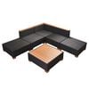 vidaXL Outdoor Sofa Set Black rattan with cream cushions and brown WPC top