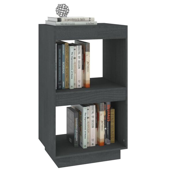 vidaXL Book Cabinet Grey Solid Pine Wood Compact Book Cabinet