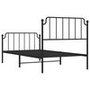 vidaXL Bed Frame Black Powder-Coated Steel Twin Bed Frame Rectangular