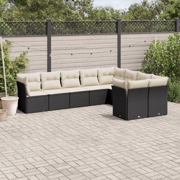 vidaXL Garden Sofa Set Black PE Rattan Large Modular Garden Sofa Set