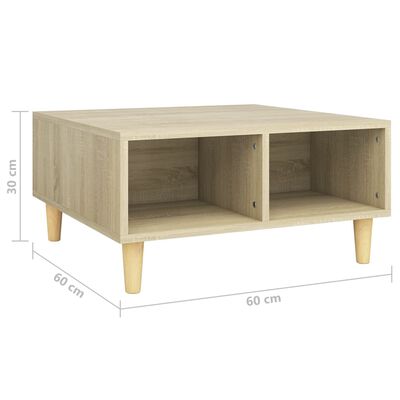 vidaXL Coffee Table Sonoma Oak 23.6"x23.6"x11.8" Engineered Wood
