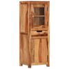 vidaXL Highboard Light brown Solid acacia wood, glass Rustic Highboard