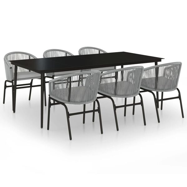 vidaXL Garden Dining Set Black Powder-Coated Steel Large Durable