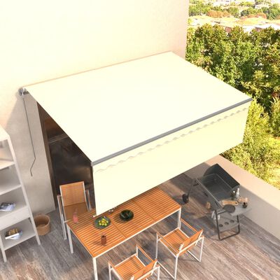 vidaXL Manual Retractable Awning with Blind 157.5"x118.1" Cream
