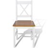 vidaXL Dining Chair Set of 6 White and natural wood Pine wood Standard