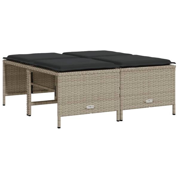 vidaXL Garden Sofa Set Light Grey PE rattan Large Adjustable Footrests