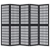 vidaXL Room Divider 5 Panels Black Solid Wood Paulownia