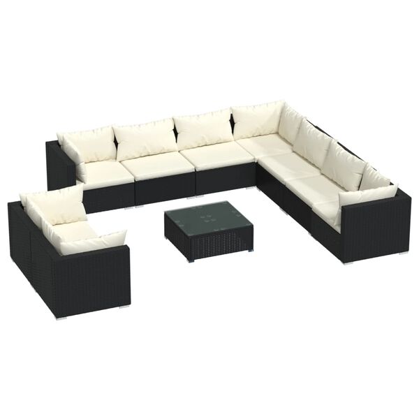 vidaXL Garden Lounge Set Black, Cream