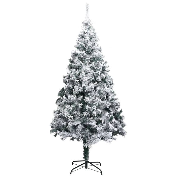 vidaXL Artificial Christmas Tree Green with white flocked snow PVC