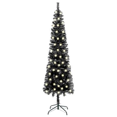 vidaXL Slim Pre-lit Christmas Tree Black 94.5"