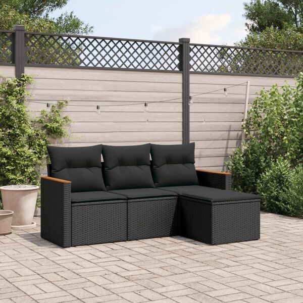 vidaXL Garden Sofa Set Black