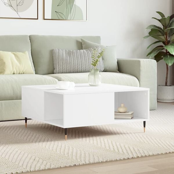 vidaXL Coffee Table White Engineered wood and metal Medium Coffee Table