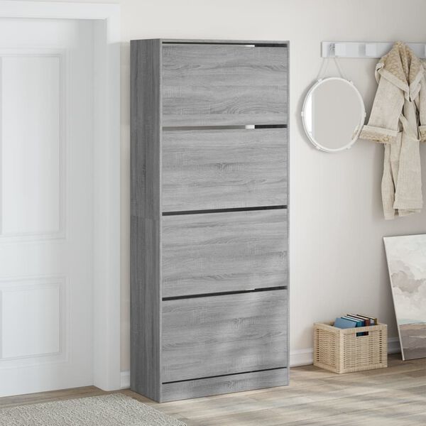 vidaXL Shoe Cabinet Gray Sonoma Engineered wood 31.5 x 13.4 x 73.8 in