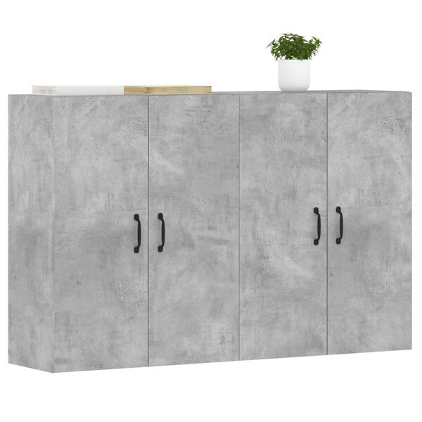 vidaXL Wall Mounted Cabinet Set of 2 Concrete grey Engineered wood, metal