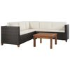 vidaXL Sofa Set Brown and cream white PE (polyethylene) rattan Medium