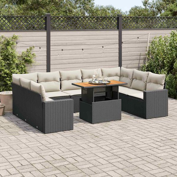 vidaXL Garden Sofa Set Black, Cream White