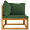 vidaXL Garden Sofa Set Natural Wood, Green Cushions Solid Acacia wood