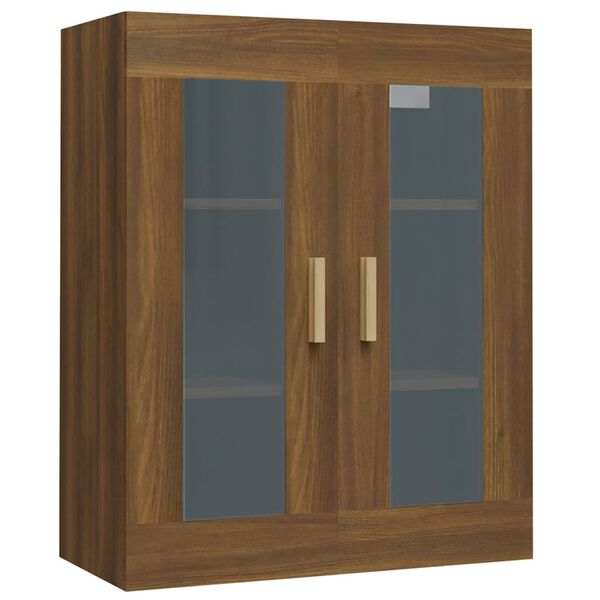 vidaXL Hanging Wall Cabinet Brown Oak Engineered wood, Glass Medium