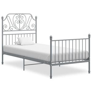 vidaXL Bed Frame Grey Powder-coated metal Single Durable Bed Frame