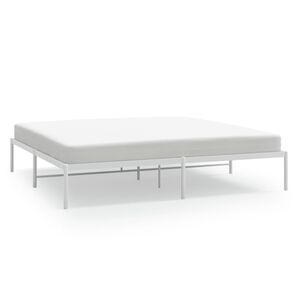 vidaXL Bed Frame White Powder-coated steel King Bed Frame Rectangular