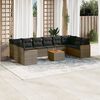 vidaXL Garden Sofa Set Grey Poly rattan, Acacia wood, Polyester, Steel