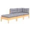 vidaXL Garden Lounge Set Gray Solid pine wood, fabric (100% polyester)
