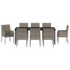 vidaXL Garden Dining Set with Cushion 9 pcs Grey Poly Rattan