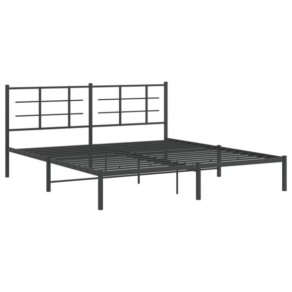 vidaXL Bed Frame Black Powder-Coated Steel Super King Size Bed Frame