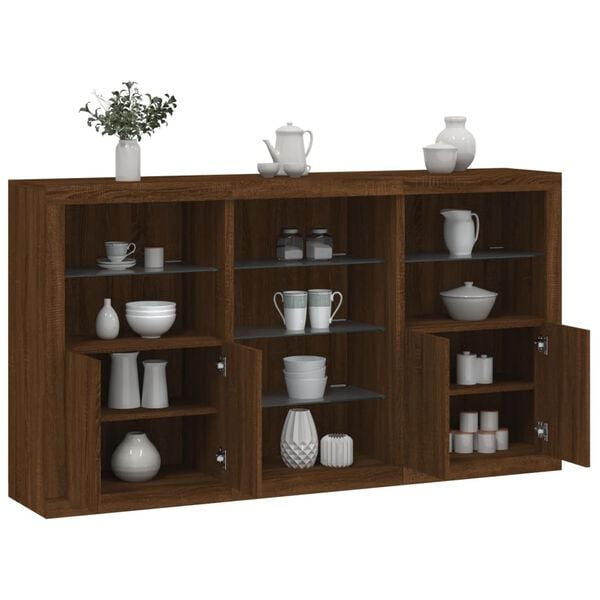 vidaXL Sideboard Brown Oak Engineered wood, glass Sideboard Rectangular