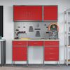 vidaXL Work Cabinet with Drawer with Lock 8 pcs Red 150 x 55 x 200 cm