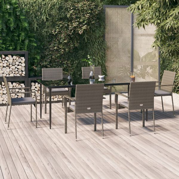 vidaXL Garden Dining Set Black and Grey