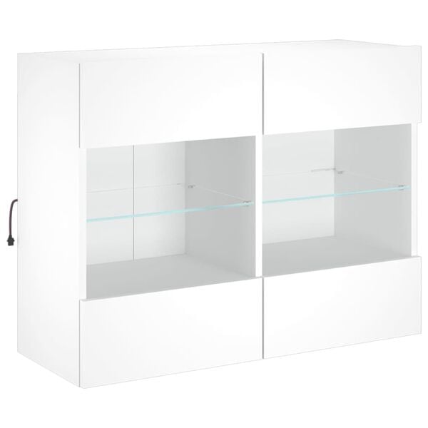vidaXL TV Wall Cabinet White Engineered wood, Glass Medium